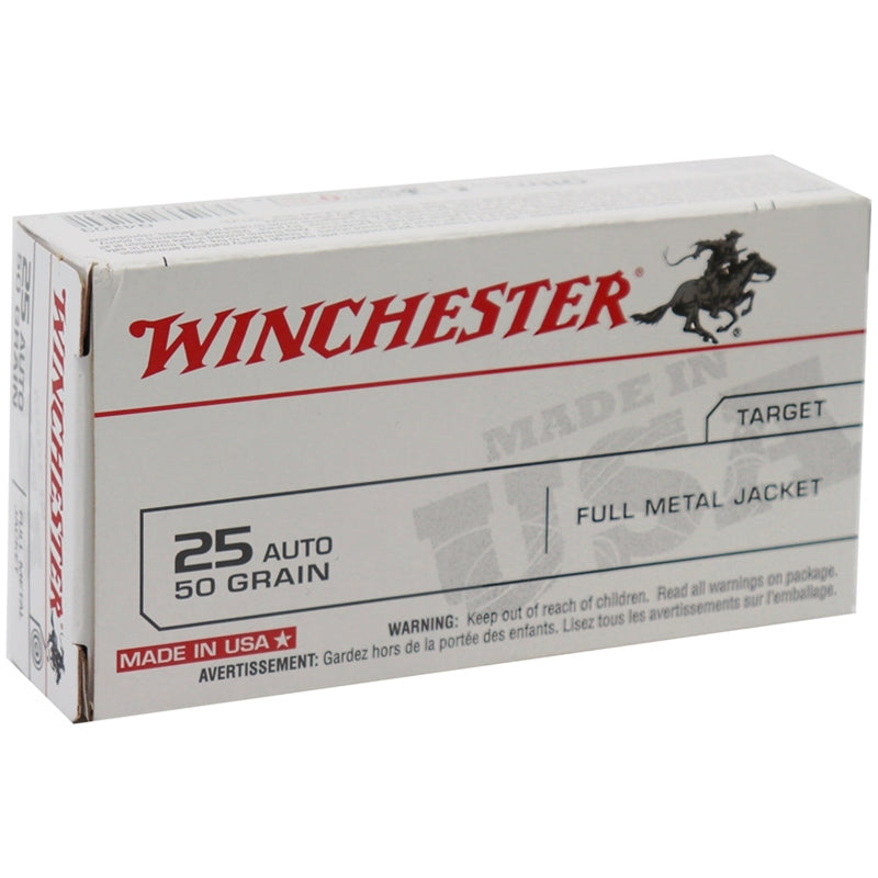 Winchester USA 25 ACP Auto Ammo 50 Grain Full Metal Jacket