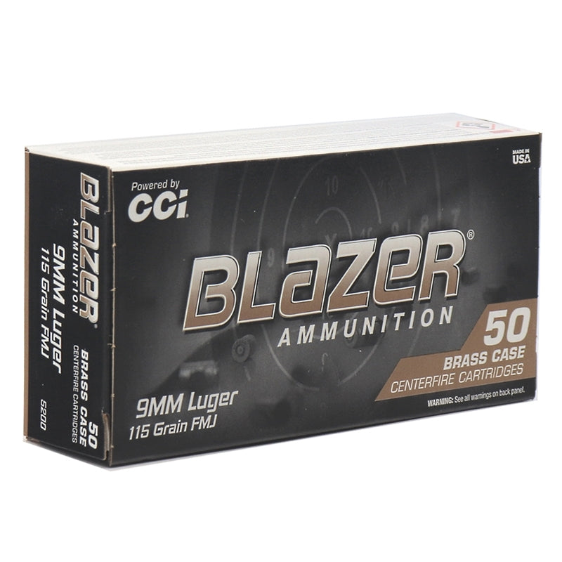 CCI Blazer Brass 9mm Luger Ammo 115 Grain Full Metal Jacket