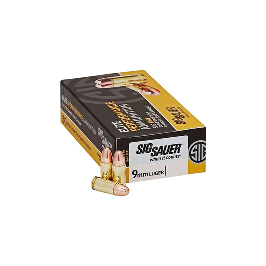 Sig Sauer Elite Performance 9mm Luger Ammo 124 Grain Full Metal Jacket