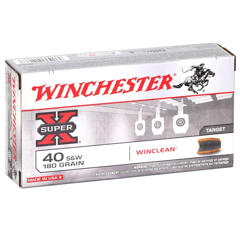 Winchester USA WinClean 40 S&W Ammo 180 Grain Enclosed Brass