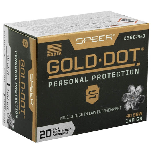 Speer Gold Dot 40 S&W Ammo 180 Grain Jacketed Hollow Point