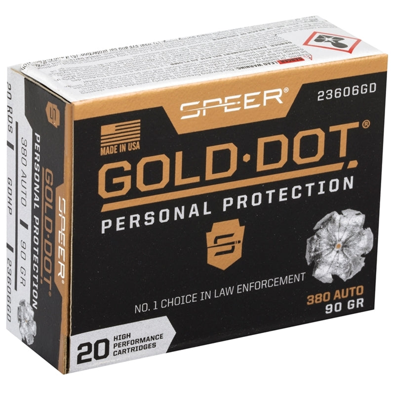 Speer Gold Dot 380 ACP AUTO Ammo 90 Grain Hollow Point