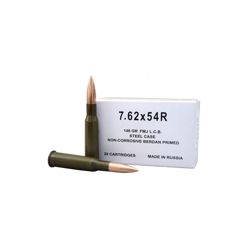 Wolf 7.62x54R Ammo 148 Grain FMJ L.C.B. Steel Case