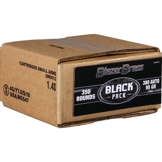 CCI Blazer Brass Black Pack 380 Auto Ammo 95 Grain FMJ 350 Rounds