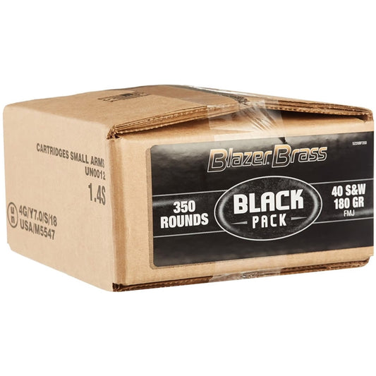 CCI Blazer Brass Black Pack 40 S&W Ammo 180 Grain FMJ 350 Rounds