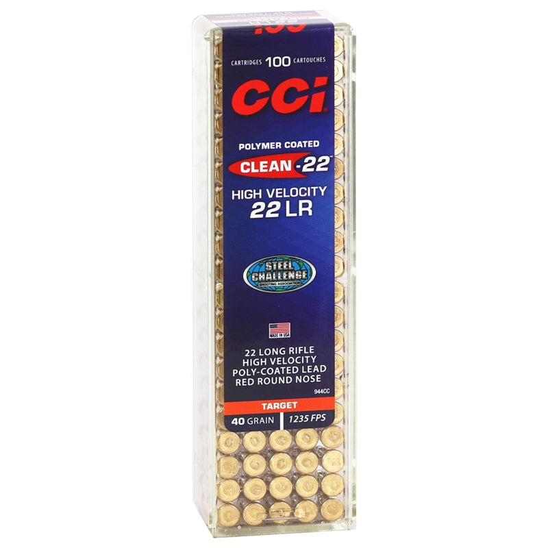 CCI Clean 22 Long Rifle High Velocity Ammo 40 Grain Red Polymer Coated