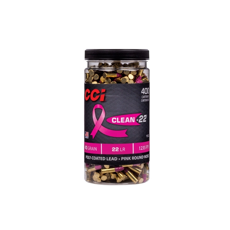 CCI Clean 22 Long Rifle Ammo 40 Grain High Velocity Pink "CLEAN-22" 400 Rounds