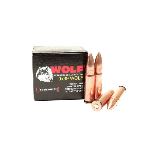 Wolf Performance 9x39 Ammo 278 Grain Subsonic Full Metal Jacket