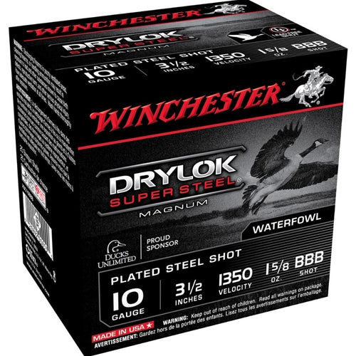 Winchester Drylok 10 Gauge Ammo 3 1/2" 1 5/8oz. BBB Shot