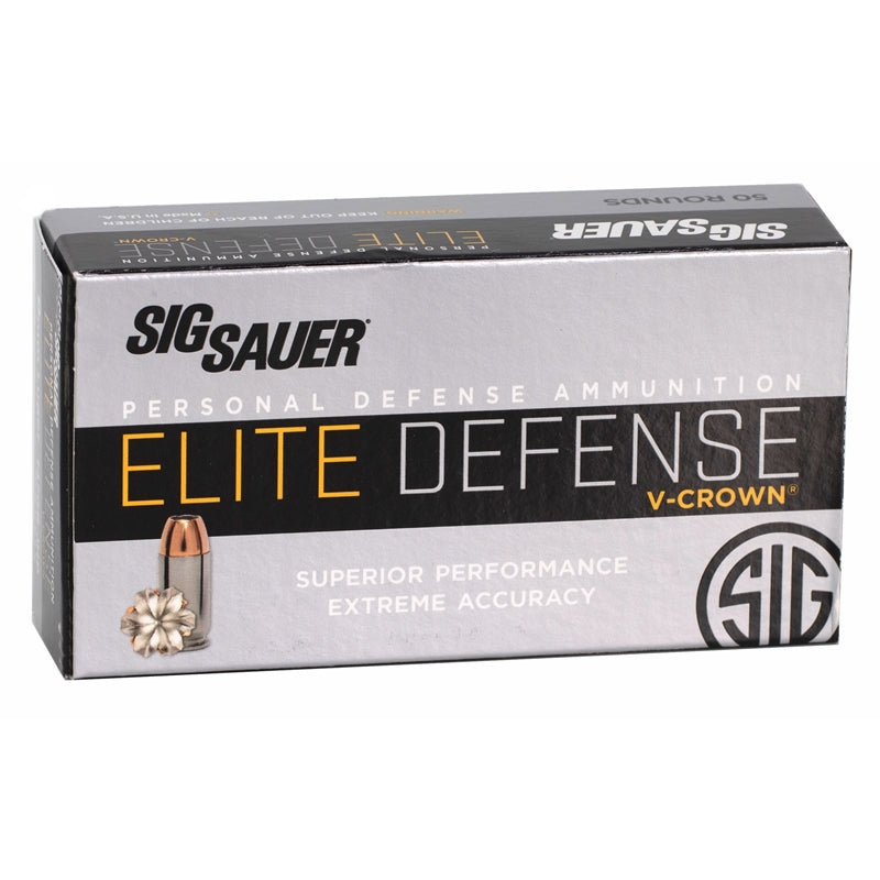 Sig Sauer Elite Performance 9mm Luger Ammo 147 Grain V-Crown JHP 50 Rounds