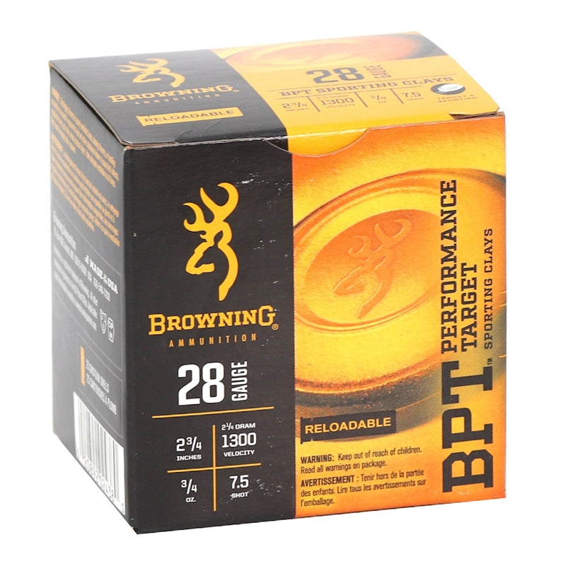 Browning BPT Target Ammo 28 Gauge 2-3/4" 3/4oz. #7.5 Shot