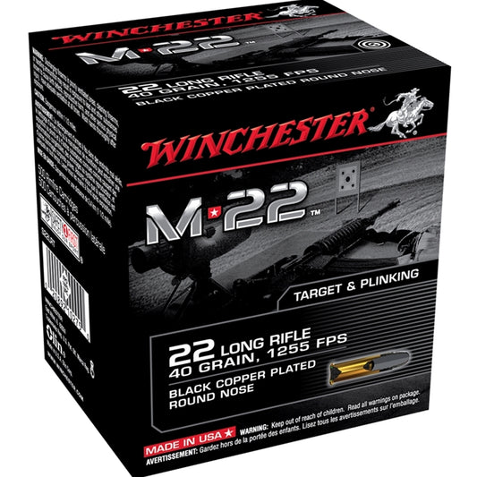 Winchester M-22 22 Long Rifle Ammo 40 Grain Black Plated Lead Round Nose