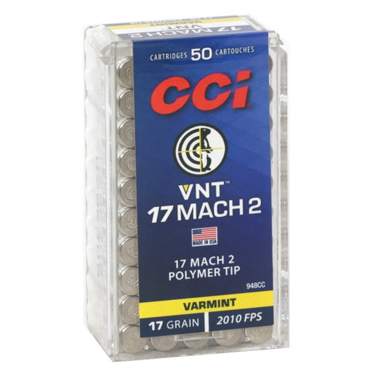 CCI 17 Hornady Mach 2 Ammo 17 Grain Varmint VNT Polymer Tip