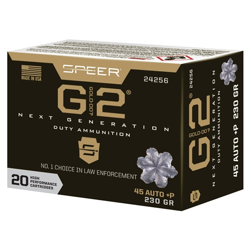 Speer Gold Dot G2 45 ACP AUTO Ammo 230 Grain +P Jacketed Hollow Point