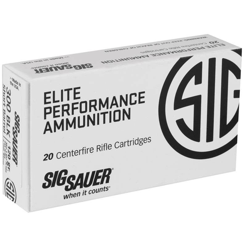 Sig Sauer Elite Performance HT Hunting 300 AAC Blackout Short Barrel Ammo 120 Grain JHP Copper Projectile