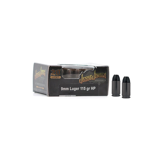 Ammo Inc Jesse James Black Label 9mm Luger Ammo 115 Grain Hollow Point