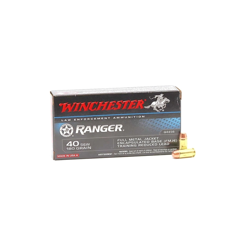 Winchester Ranger 40 S&W Ammo 180 Grain FMJ Encapsulated Base Reduced Lead