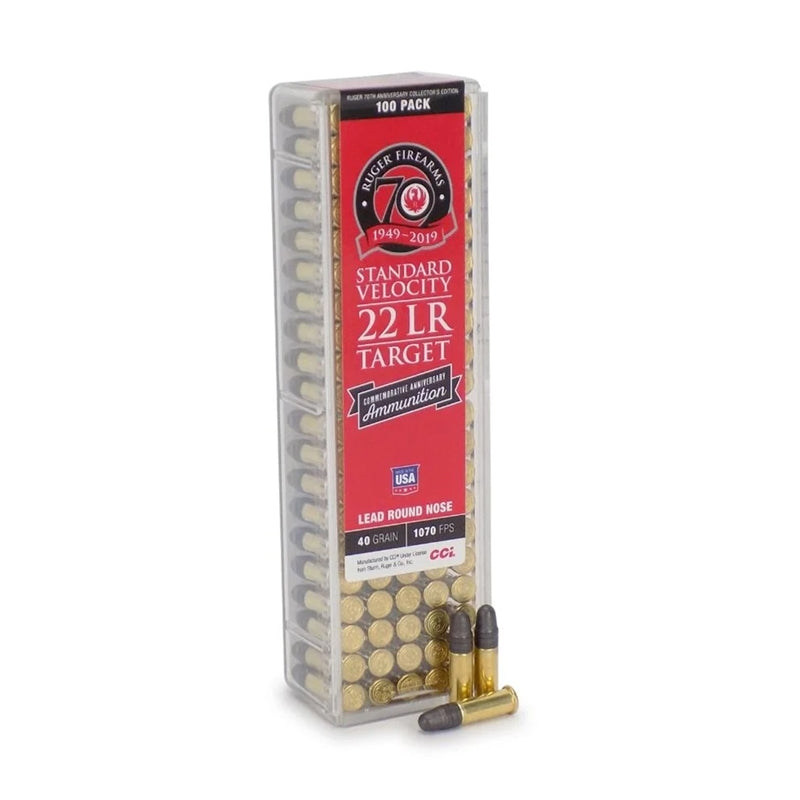 CCI Commemorative Ruger 70th Anniversary Edition 22 Long Rifle Ammo 40 Grain LRN