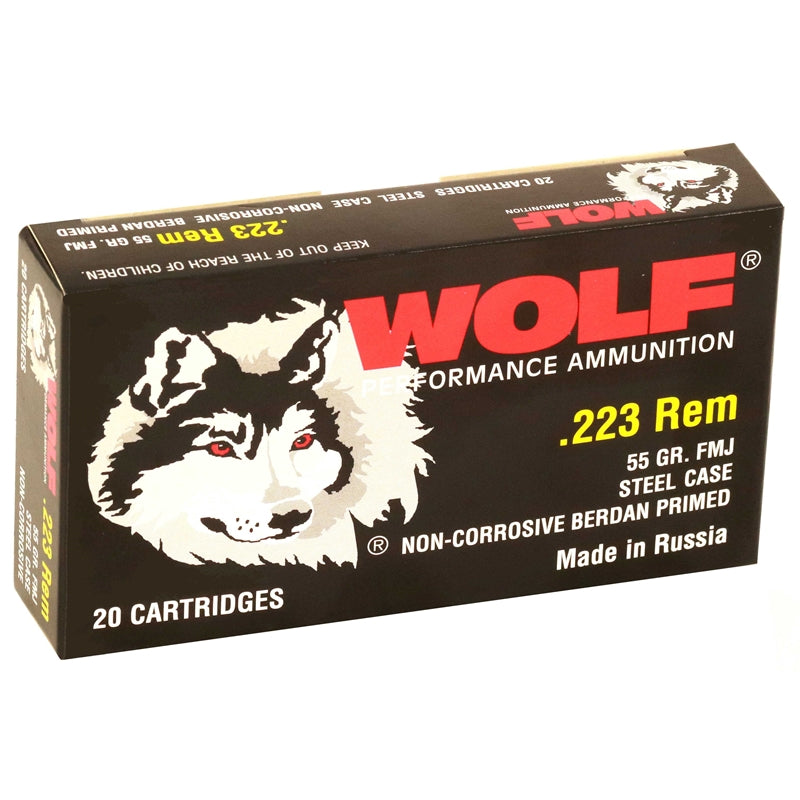 Wolf Performance 223 Remington Ammo 55 Grain FMJ Steel Case 1000 Rounds