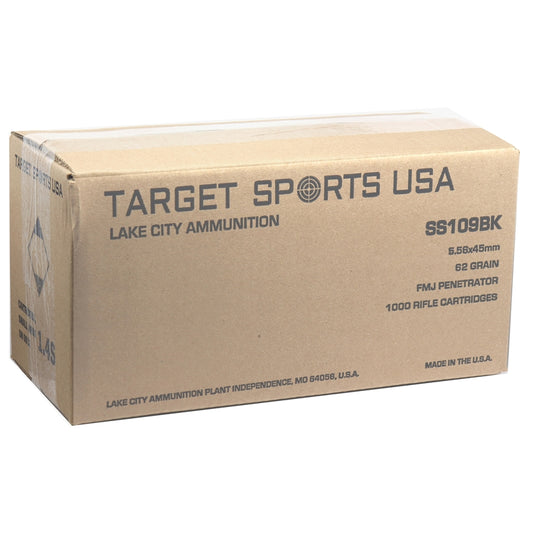 Target Sports USA Lake City 5.56x45mm SS109 Ammo 62 Grain FMJ Penetrator 1000 Rounds