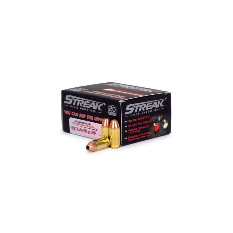 Ammo Inc Streak 380 ACP Auto Ammo 90 Grain JHP Tracer