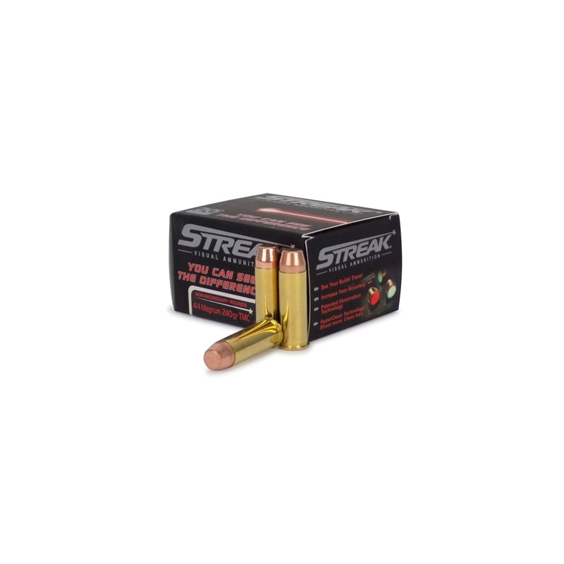 Ammo Inc Streak 44 Remington Magnum Ammo 240 Grain Total Metal Jacket Red Cold Tracer