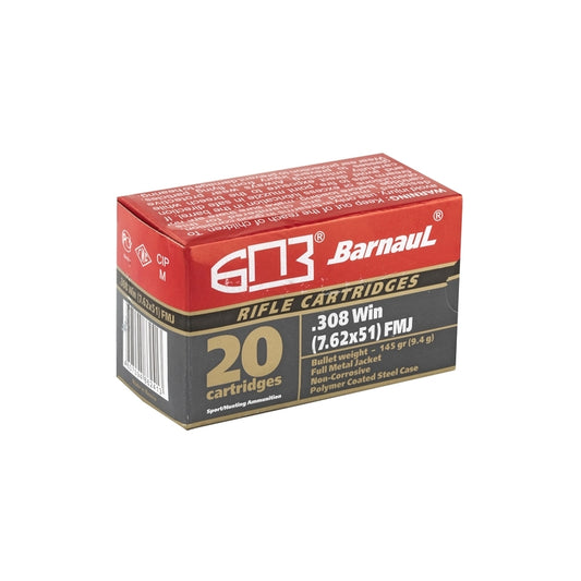 Barnaul 308 Winchester Ammo 145 Grain Full Metal Jacket Polycoated Steel Cased