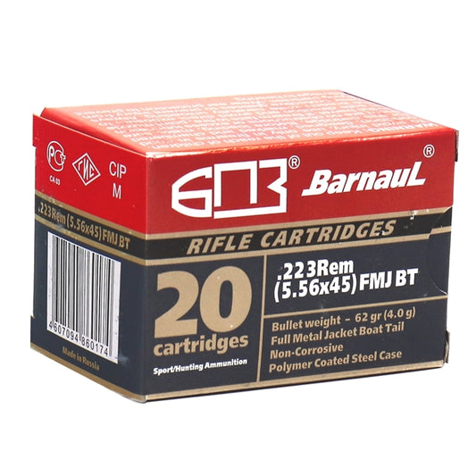 Barnaul 223 Remington Ammo 62 Grain FMJBT Steel Case