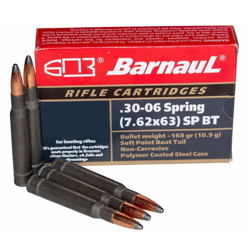 Barnaul 30-06 Springfield Ammo 168 Grain FMJBT Polycoated Steel Case