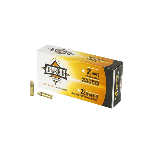 Armscor Precision 22 LR Ammo 36 Grain High Velocity HP Value Pack 200 Rounds