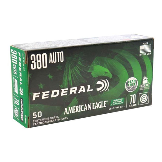 Federal American Eagle IRT 380 ACP Auto Ammo 70 Grain Lead Free Full Metal Jacket