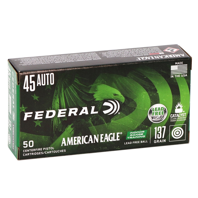 Federal American Eagle IRT 45 ACP Auto Ammo 137 Grain Lead Free Full Metal Jacket