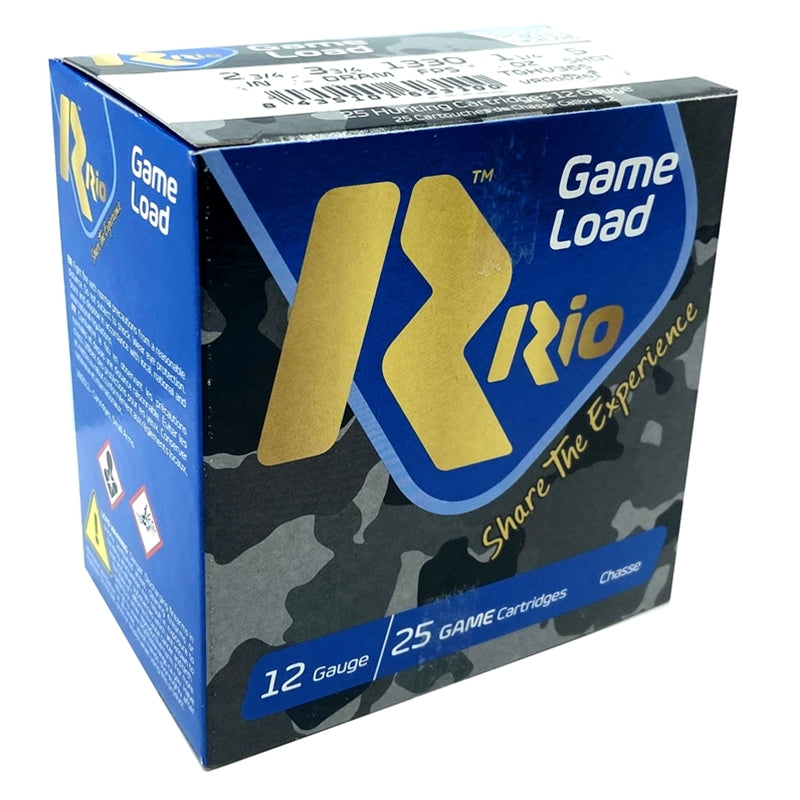 Rio Game Load 12 Gauge Ammo 2 3/4" 3 3/4 dr 1 1/4 oz #5 Shot 250 Rounds