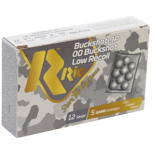 Rio 12 Gauge Royal Ammo 2 3/4" 00 Buckshot 9 Pellets Low Recoil 250 Rounds