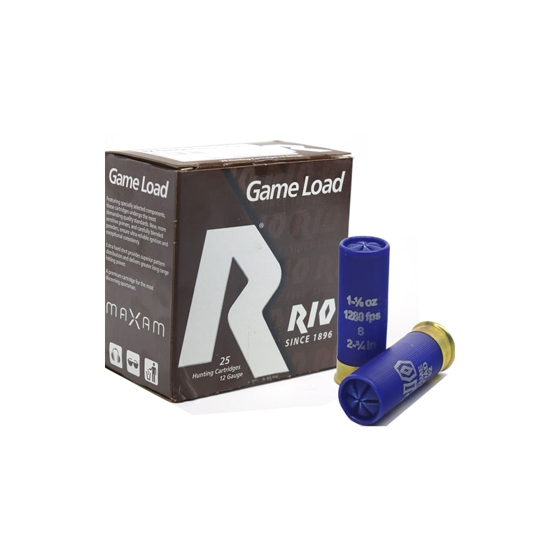 Rio Game Load 12 Gauge Ammo  2-3/4" 1-1/8 oz  #8 Shot 250 Rounds