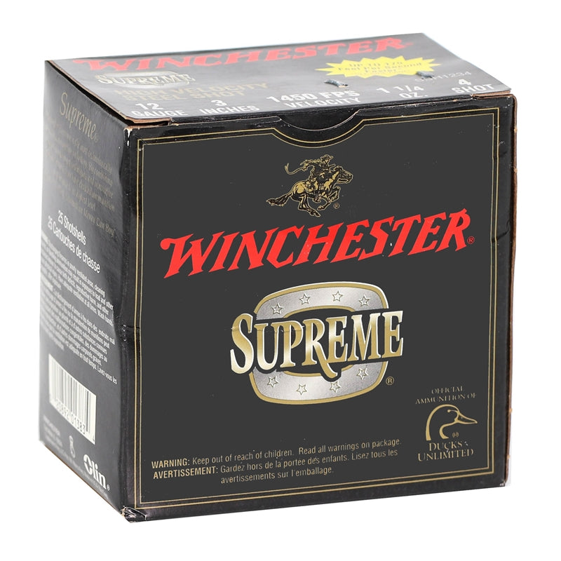 Winchester Supreme High Velocity 12 Gauge Ammo 3" 1-1/4 oz #4 Shot