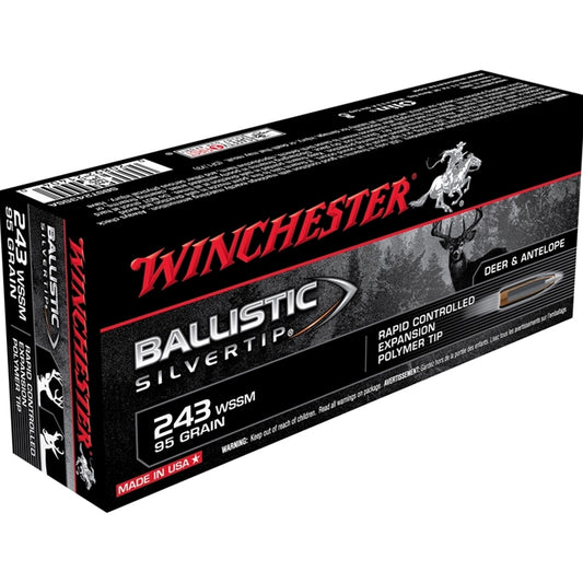 Winchester Ballistic Silvertip 243 WSSM Ammo 95 Grain Rapid Controlled Expansion Polymer Tip