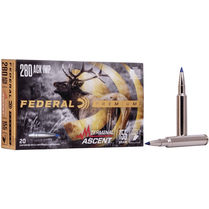 Federal 280 Ackley Improved Ammo 155 Grain Terminal Ascent