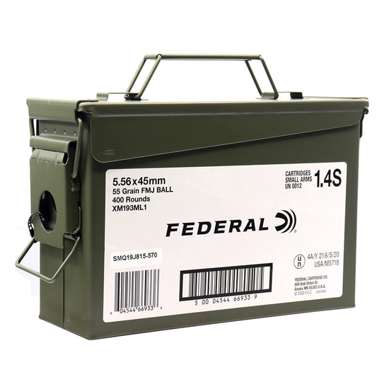 Federal American Eagle 5.56x45mm XM193 Ammo 55 Grain FMJ 400 Rounds in Ammo Can