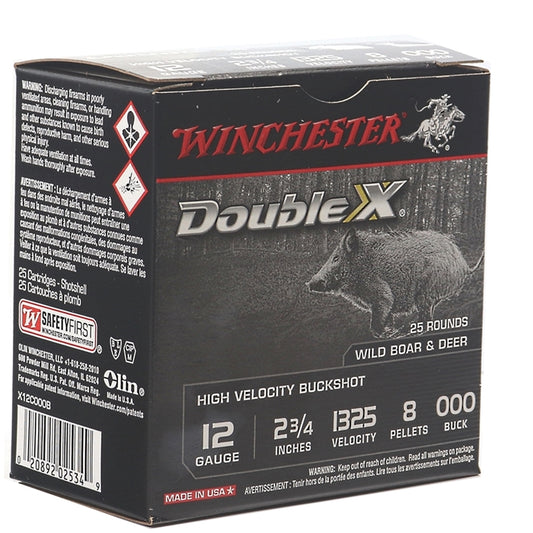 Winchester Double X 12 Gauge Ammo 2 3/4" 2.75"  000 Buck Shot 8 Pellets