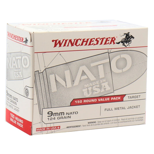 Winchester NATO USA 9mm Luger Ammo 124 Grain FMJ 150 Rounds Value Pack