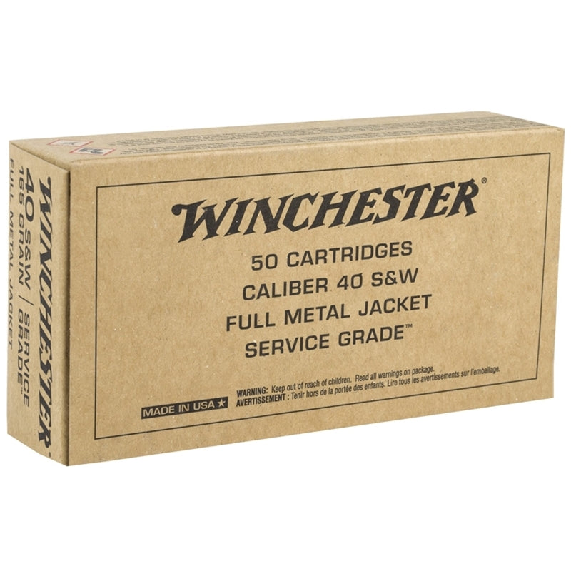 Winchester Service Grade 40 S&W Ammo 165 Grain Full Metal Jacket