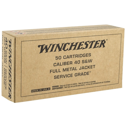 Winchester Service Grade 40 S&W Ammo 165 Grain Full Metal Jacket