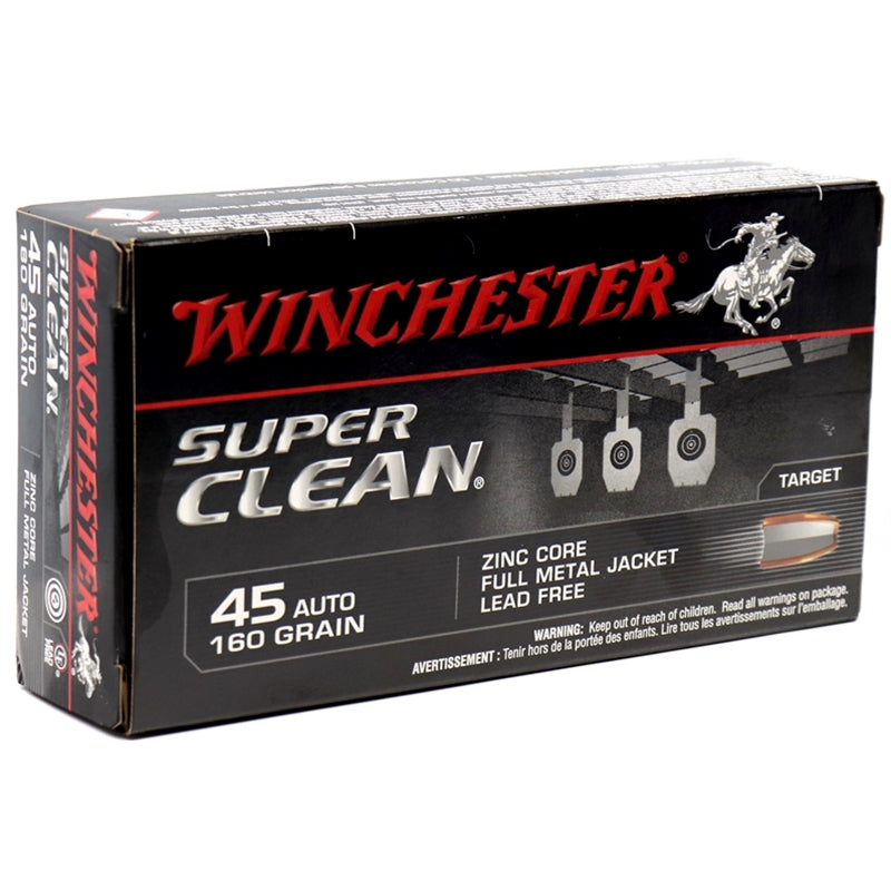 Winchester Super Clean 45 ACP AUTO Ammo 160 Grain FMJ Lead Free