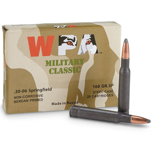 Wolf Military Classic 30-06 Springfield Ammo 168 Grain JSP Steel Case