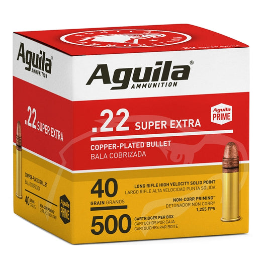 Aguila SuperExtra 22 Long Rifle Ammo 40 Grain High Velocity Plated Lead Round Nose