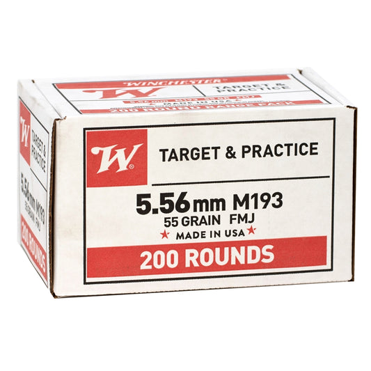 Winchester USA 5.56x45mm NATO M193 Ammo 55 Grain FMJ 200 Rounds Value Pack