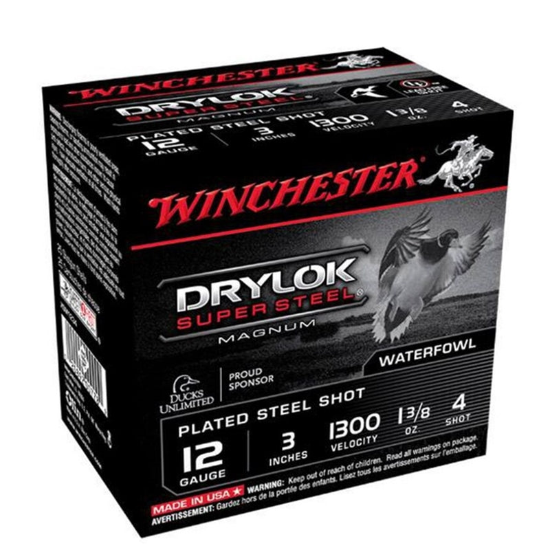 Winchester Drylok Super Steel 12 Gauge Ammo 3" 1 3/8 oz. #4 Steel Shot 250 Rounds