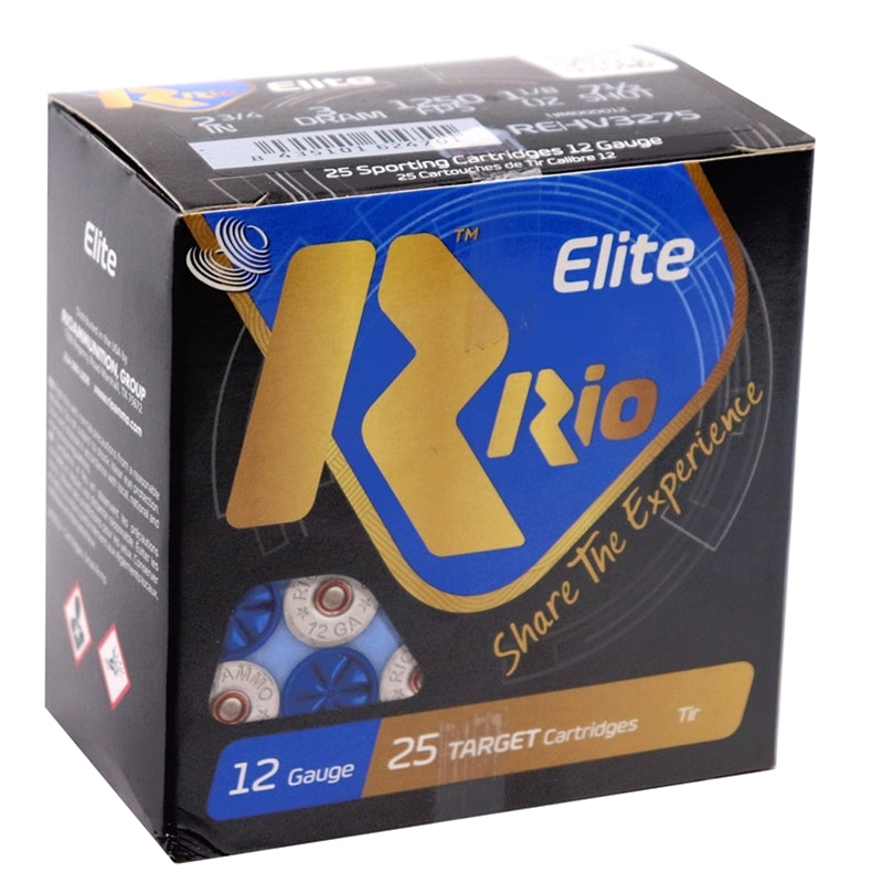 Rio Elite Target 12 Gauge Ammo 2 3/4" 1 1/8 oz #7.5 Shot High Velocity 250 Rounds