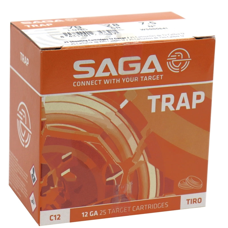 Saga Trap 12 Gauge Ammo 2 3/4" 1 oz #7.5 Shot 250 Rounds